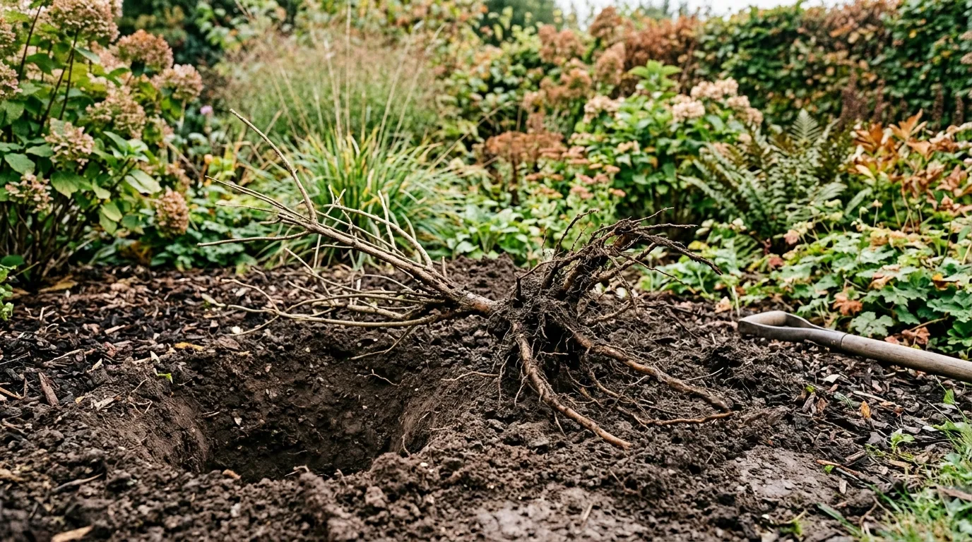 Arbuste à racines nues prêt à être planté en hiver
